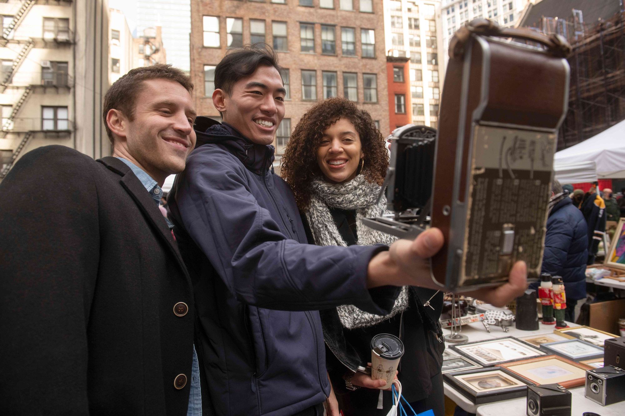 people in front of camera